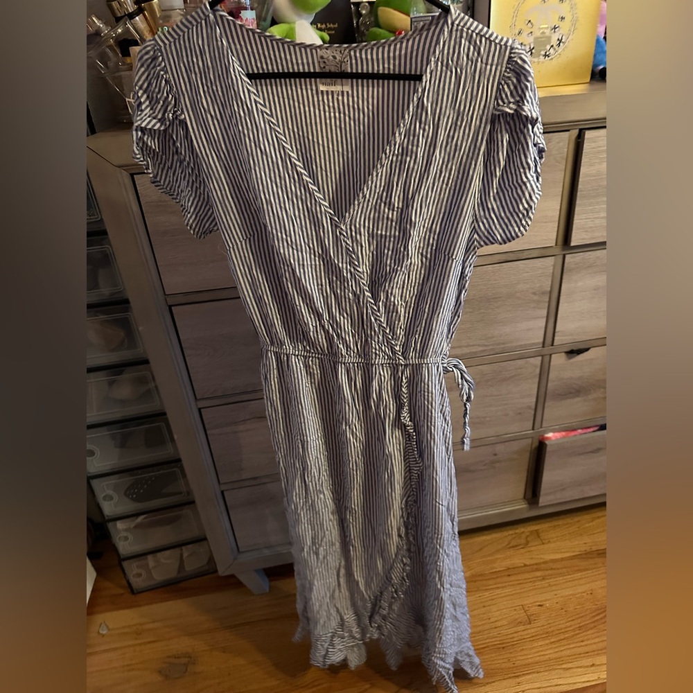 Striped Blue Wrap Dress